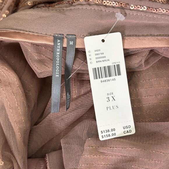 Anthropologie Top Womens 3X Remie Sequin Sparkle Button Up Blouse Plus NEW 3XL - Picture 3 of 7